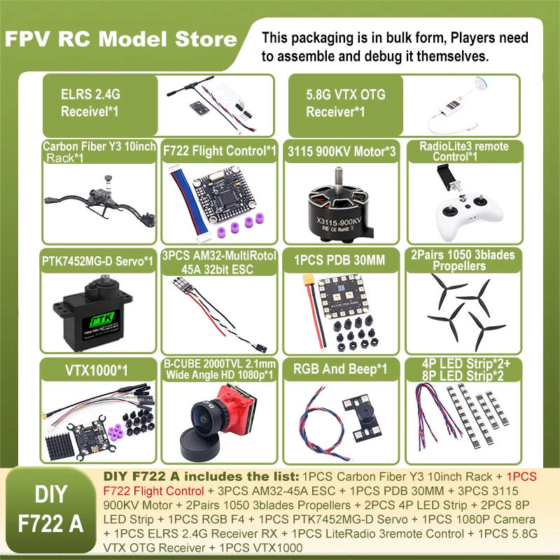 

FPV Y3 Карбоновая трехосевая рама F450, трехосевая рама для дрона, рама для дрона F722 INAV BF