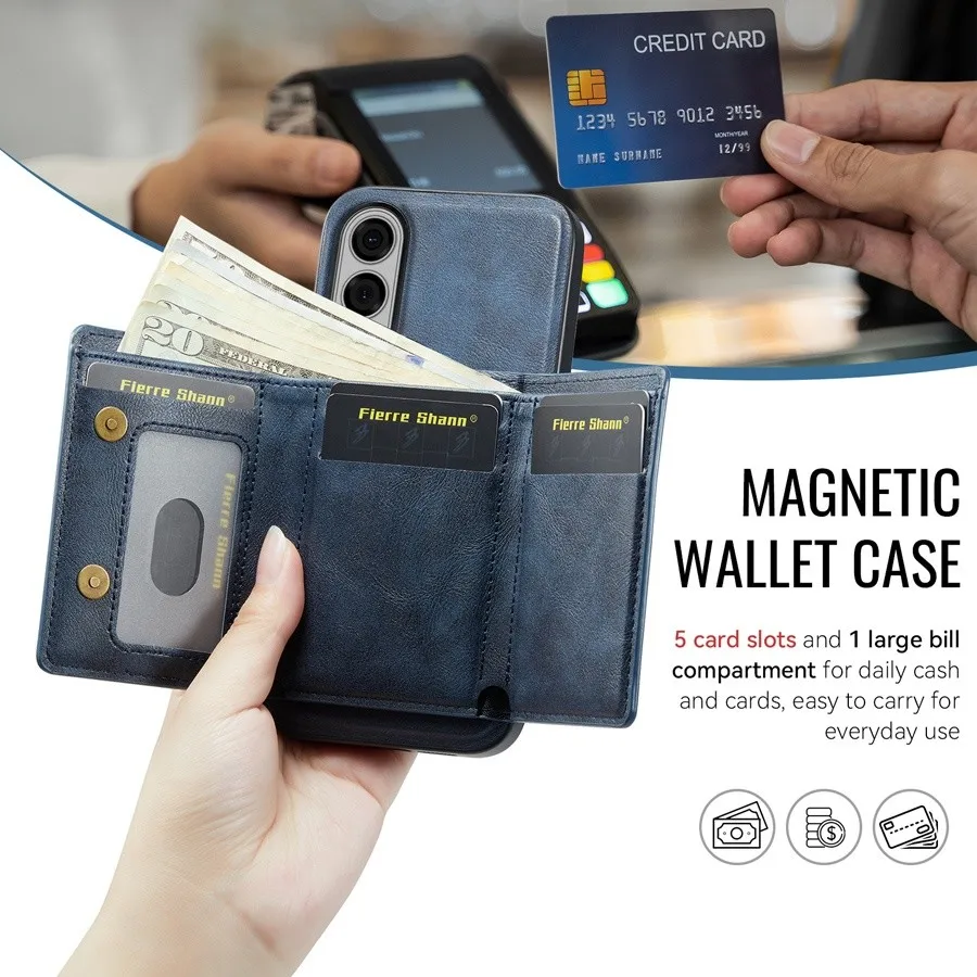 

Магнитный съемный кожаный чехол-бумажник Magsafe для телефона с беспроводной зарядкой для Samsung Galaxy S22 S23 Plus S24 Ultra S25 Edge