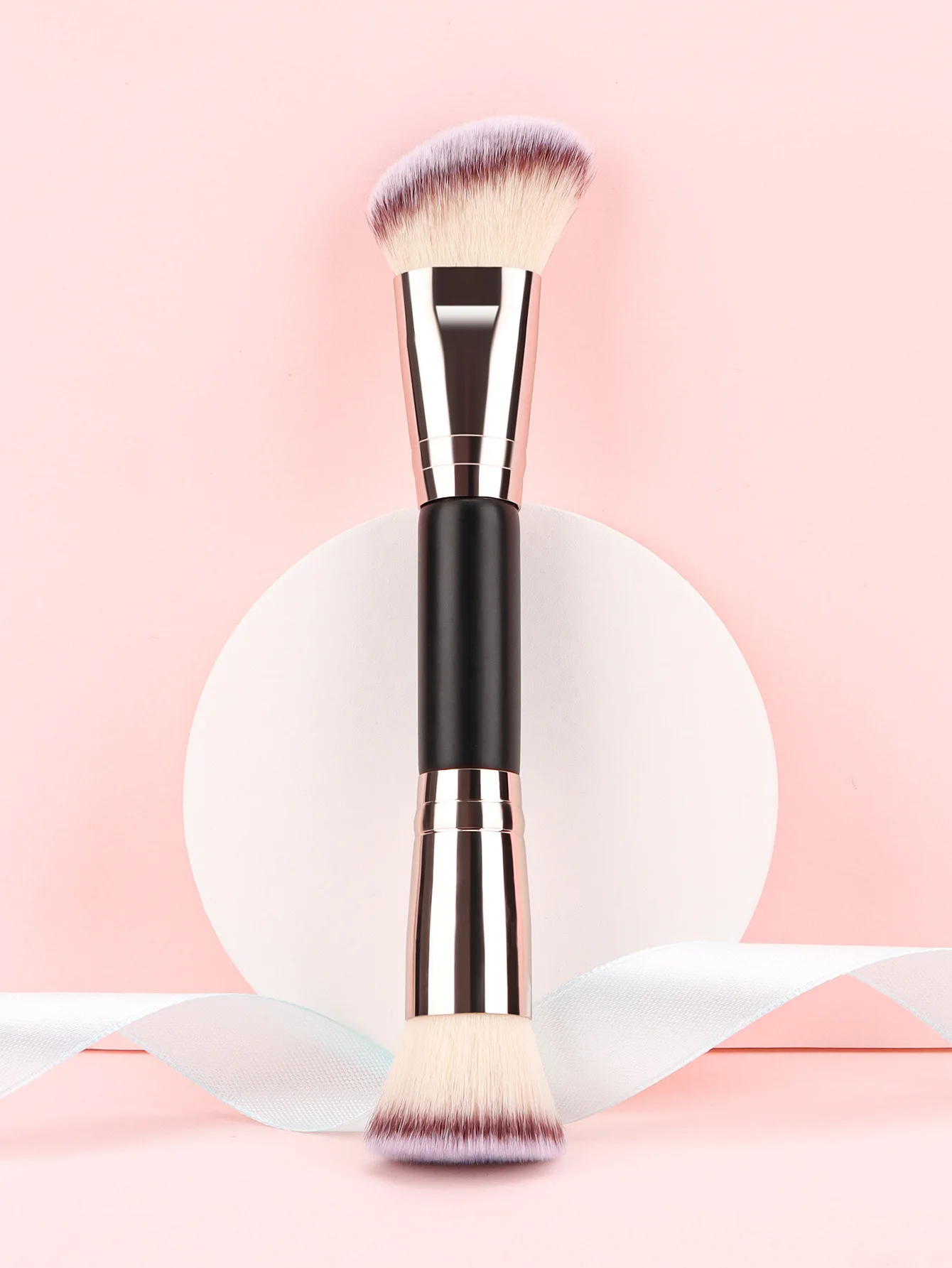 Czarno-złoty dwustronny pędzel do makijażu, pędzel do konturowania, narzędzie kosmetyczne