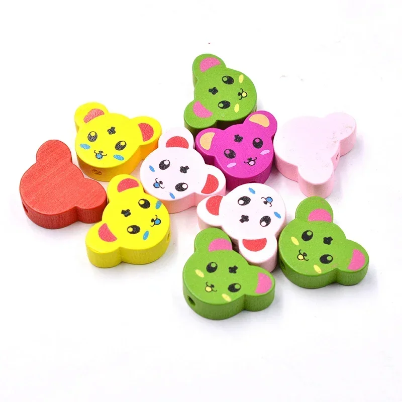 FLTMRH  20pcs  Mixed Color Elephant Natural Wooden Beads For Jewelry Making Kids Toys Wood Spacer Beads Baby Gift