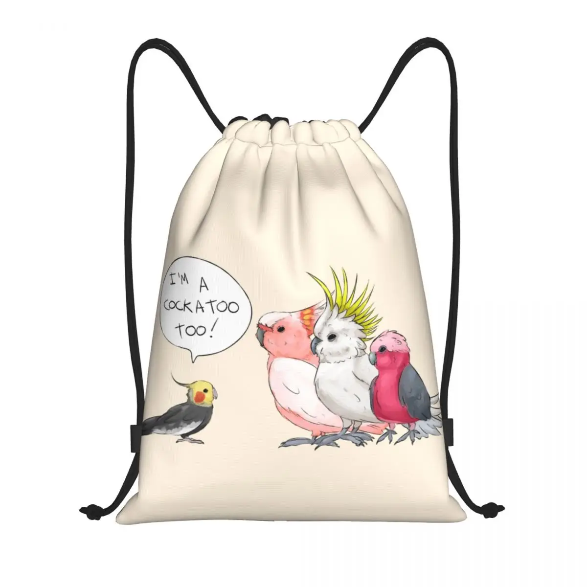 Custom Funny Cockatoo Cockatiel Drawstring Bag for Shopping Yoga Backpacks Men Women Parrot Birds Sports Gym Sackpack