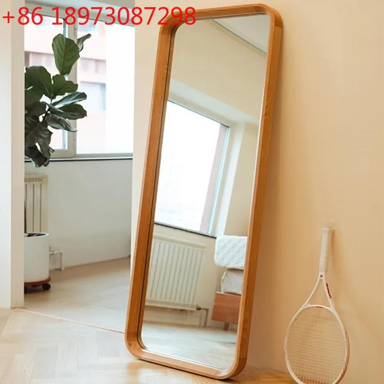 

Nordic floor-to-ceiling wall fitting mirror cherry wood solid wood free punching Internet celebrity fitting mirror