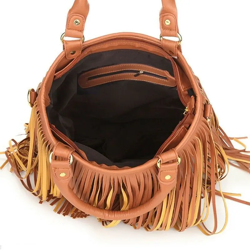 Hirigin Women Shoulder bag Solid Tassels Trending Cross Body Bag Tassel Suede Faux fur Fringe Messenger Shoulder Handbag