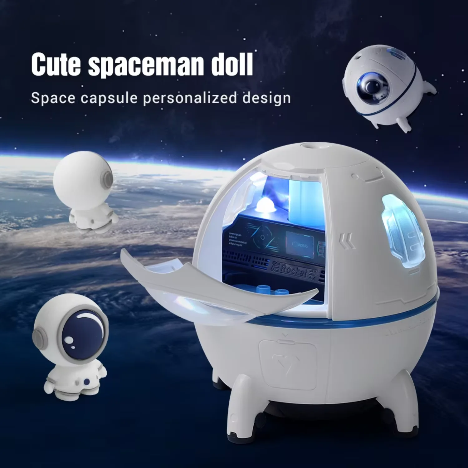 220ML Space Capsule Air Humidifier USB Ultrasonic Cool Mist Aromatherapy Water Diffuser with  Light Astronaut Humidificad