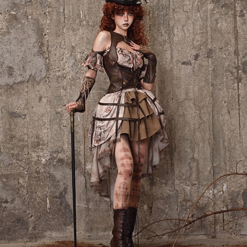 Original PU Retro Punk Design Vest Birdcage Tank Top