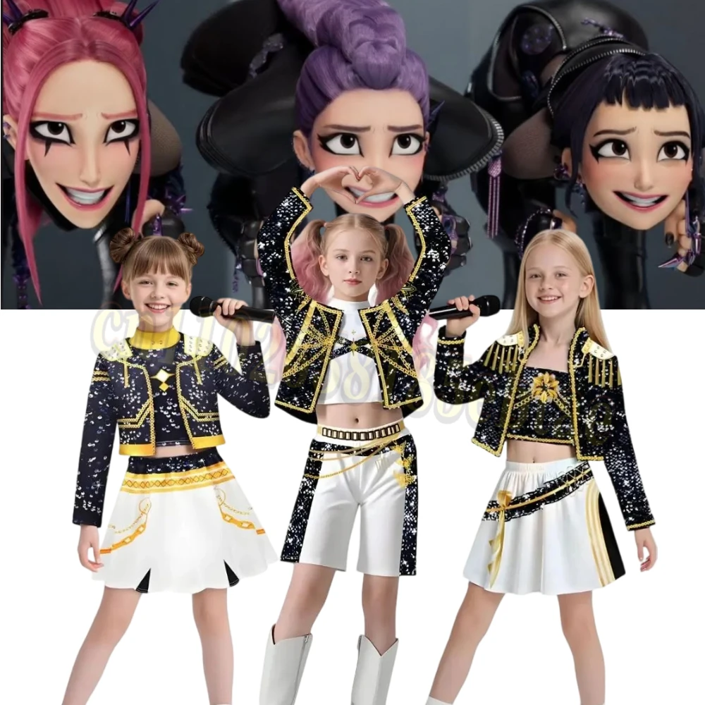 

Детский карнавальный костюм Kpop Rumi Zoey Mira Demon Hunters для девочек, маскировка для детской одежды, наряд для ролевых игр, карнавальный костюм на Хэллоуин