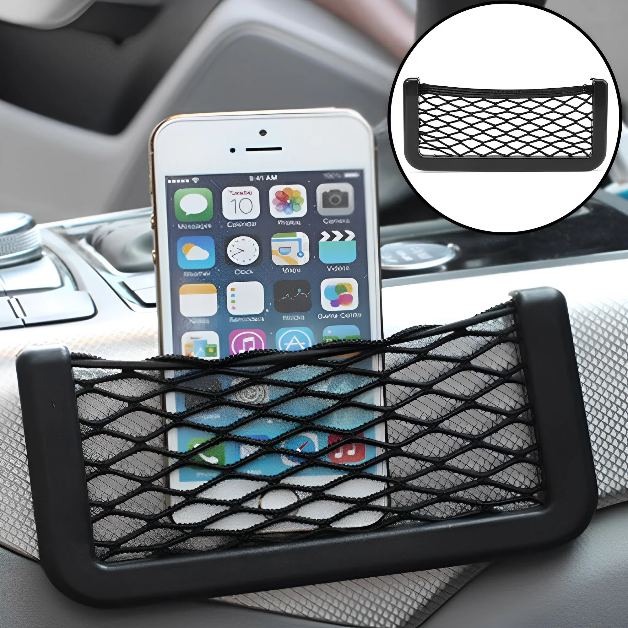 Universal Car Organizer Storage Bag Auto Paste Net Pocket for Mobile Phone Box Facial Tissue Storage Organizer Car Accessories