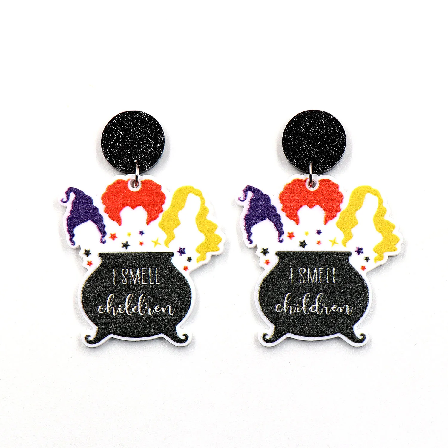 New product CN Drop I Smell Children Halloween glitter Acrylic earrings Jewelry for women