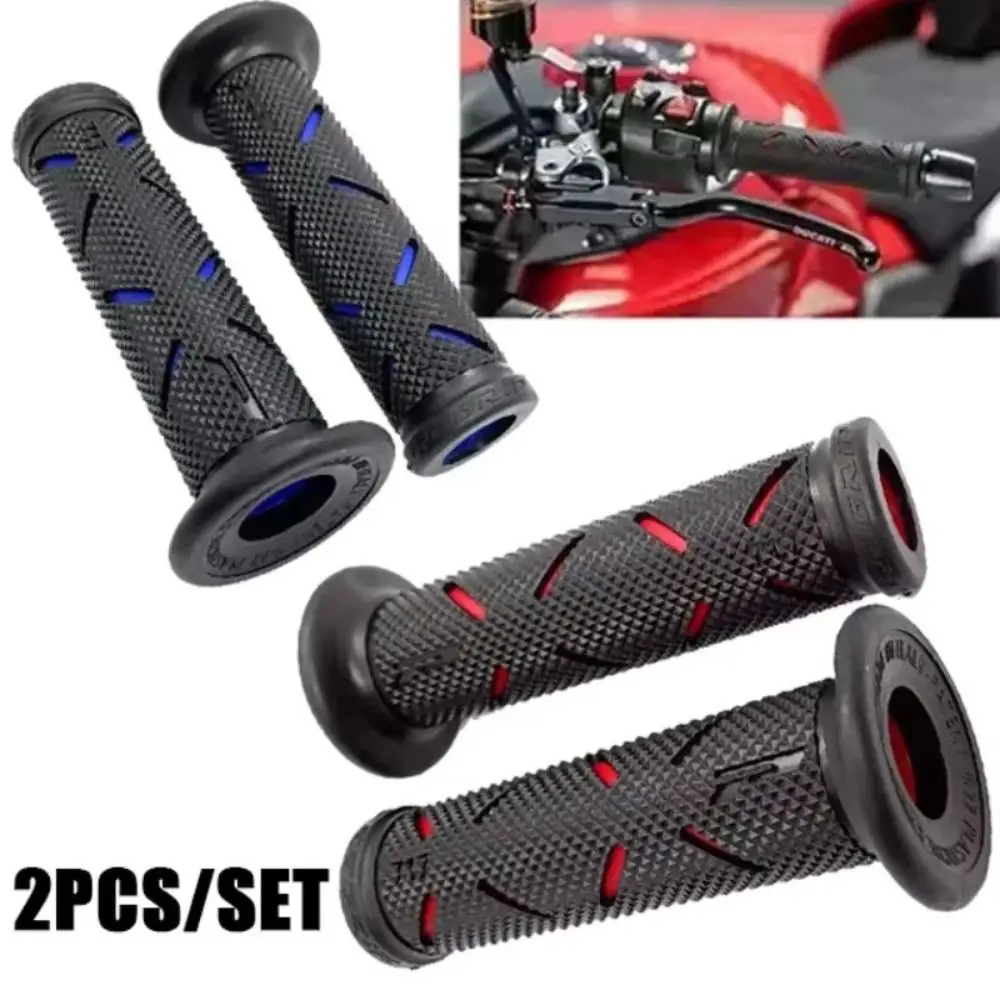 1Pair 22MM Motorcycle Handle Grips Non-slip ShockProof Motorbike Handlebar Rubber for Honda Suzuki Ducati Benelli