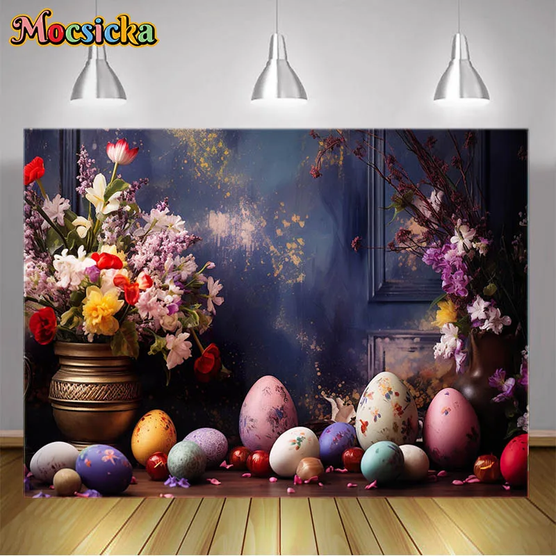 Mocsicka фоны для фотосъемки фиолетовая винтажная стена Цветочные яйца дети Портретные фоны для фотографирования новорожденных
