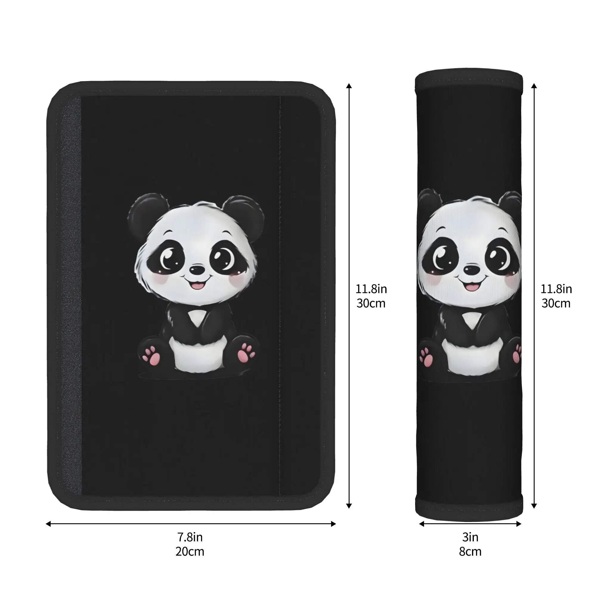 Chibi Panda Head Seat Belt Cover For Cars, Travel Bags, And Backpacks - Slip-Resistant Design, Easy To Install, Fun Car Accessor