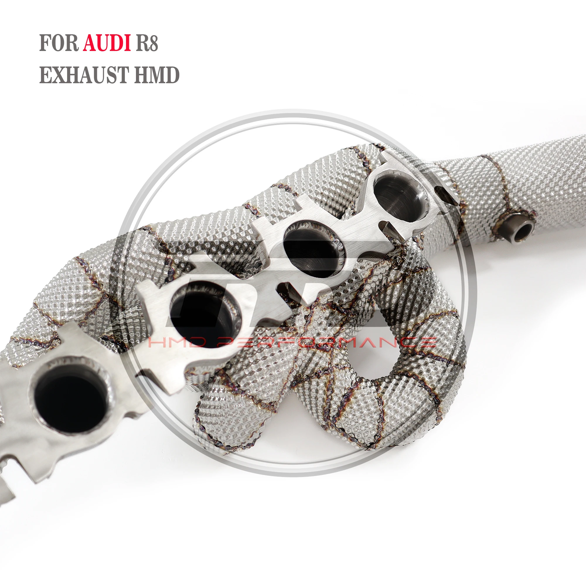 Hmd venda quente sistema de escape cabeçalhos desempenho alto fluxo para audi r8 v10 2021 + lamborghini evo coletor com escudo térmico