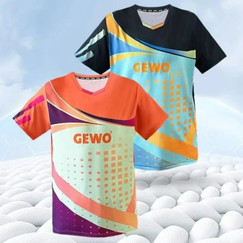 GEWO2024 New Children's Table Tennis Short Sleeved Competition Training Suit Breathable Sports T-shirt