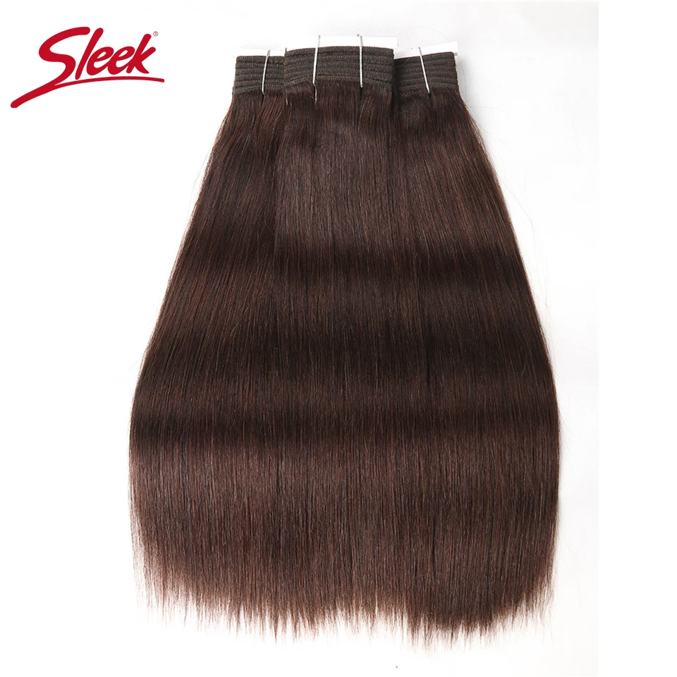 Sleek Silky Weave Straight Double Drawn Brown 2# 4# Brazilian Straight Human Hair Bundles Nature Remy Black Dark 1B# Human Hair