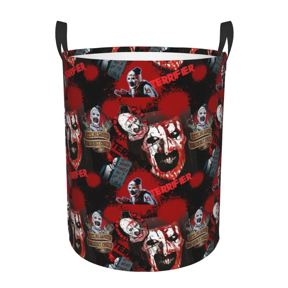 Custom Horror T-Terrifiers Halloween Laundry Basket Collapsible Large Capacity Clothes Storage Bin Baby Hamper