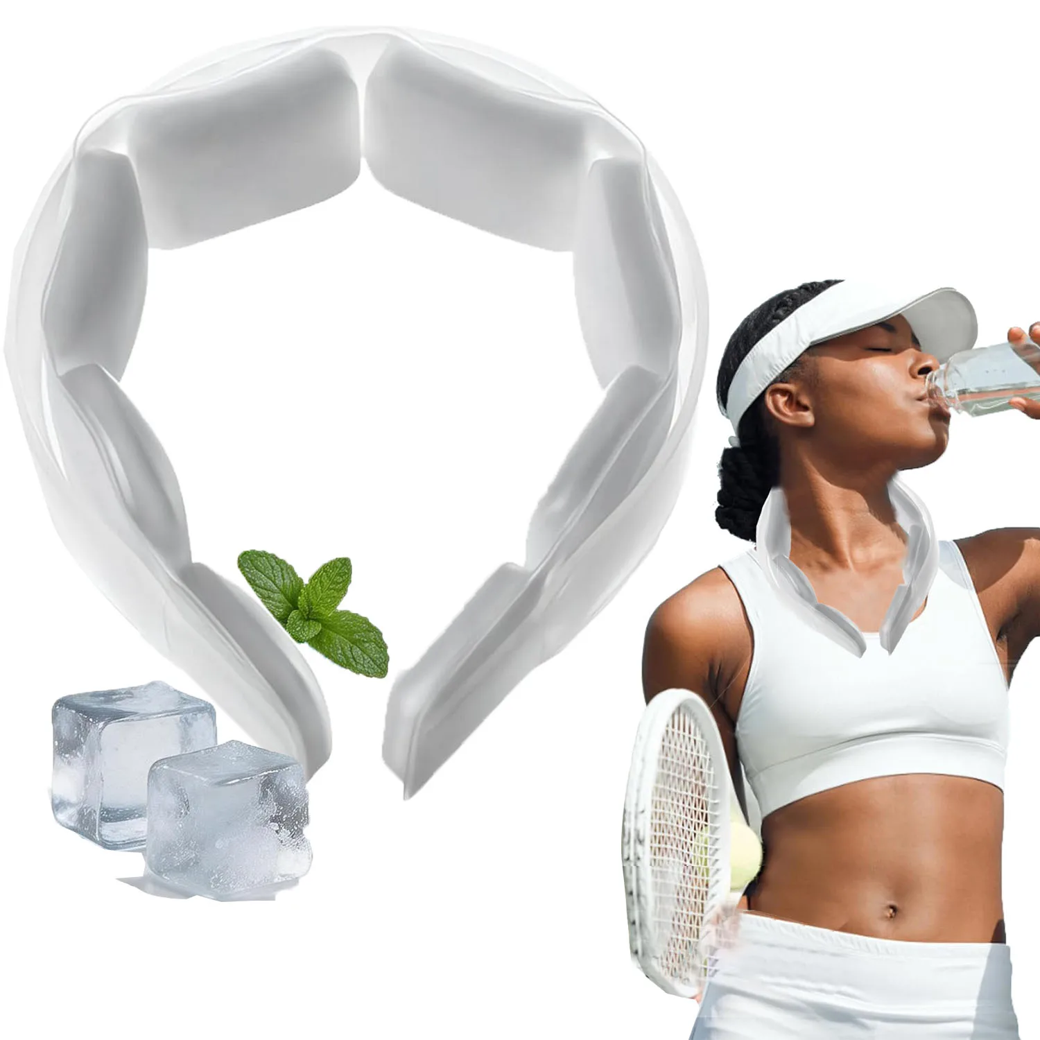 Reusable Ice Neck Ring Cooling Tube Neckband 18℃/64℉ Freeze Cooler Wraps Wearable Body Cooler Summer Outdoor Sports Travel