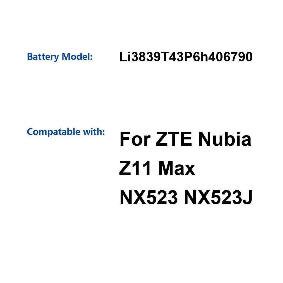

Для Zte Nubia Z11 Max NX523 NX523J Li3839t43p6h406790 надежная мощность 4000 мАч аккумулятор мобильного телефона
