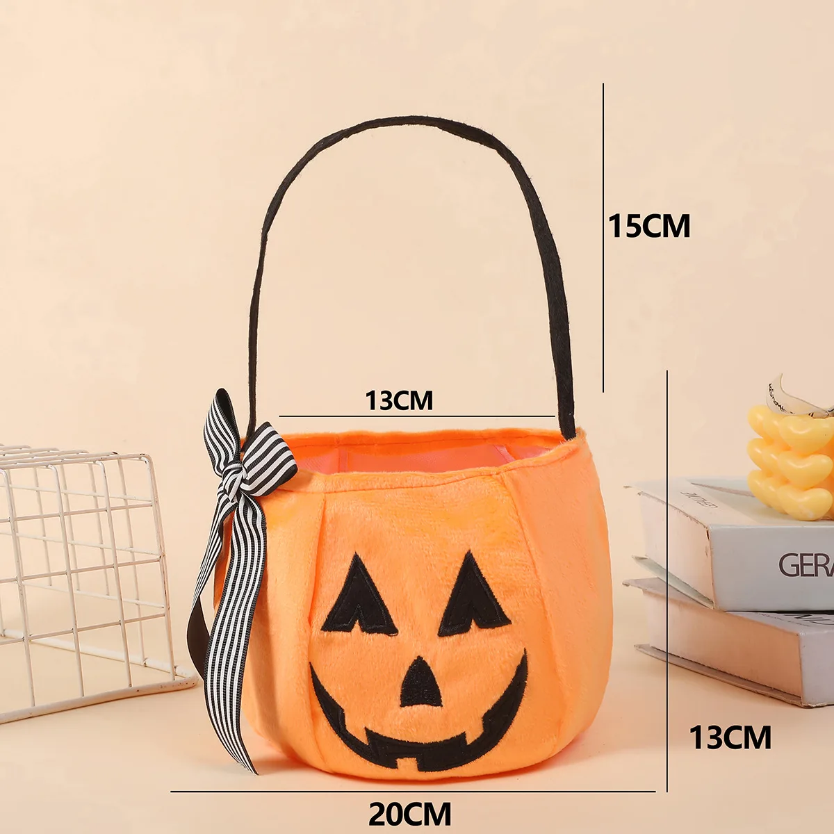 Halloween Bow Candy Bag Portable Pumpkin Trick Or Treat Bag Kids Ghost Festival Party Decoration Props Children Gift Handbag