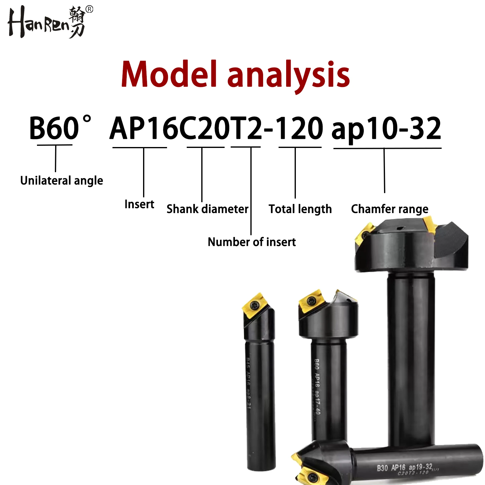 CNC Chamfer Cutter 30° 45° 60° Carbide tool APMT1135 APMT1604PDER Replaceable Insert Type Machining Center Milling Cutter Bar