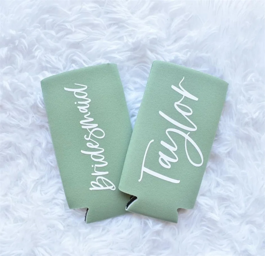 

Sage Green Bridesmaid Proposal Can Coolers, Bridesmaid Maid Matron of Honor Beer Hugger, Bachelorette Party Favors, Bridal party