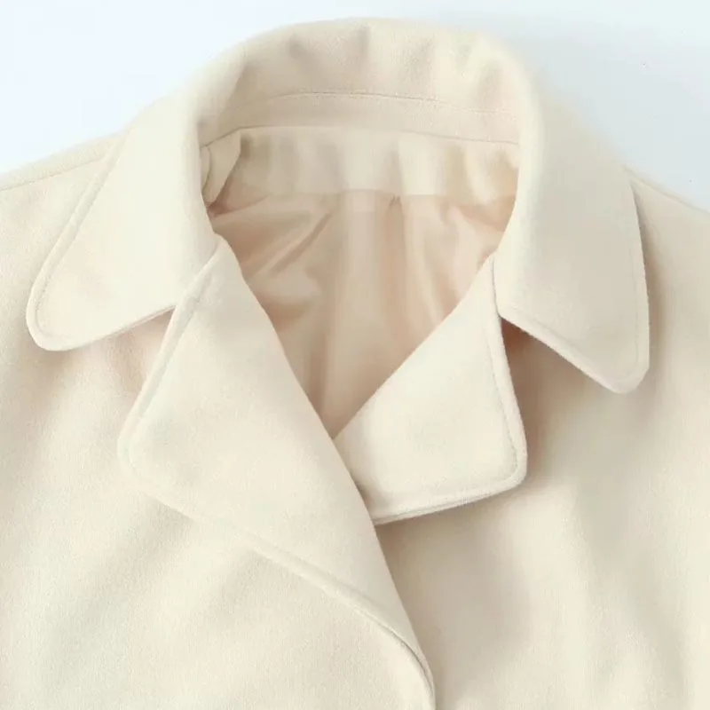 TRAF-Chaleco corto de Tweed para mujer, abrigo sin mangas con cuello de solapa, ropa de abrigo elegante y cálida, novedad de otoño e invierno
