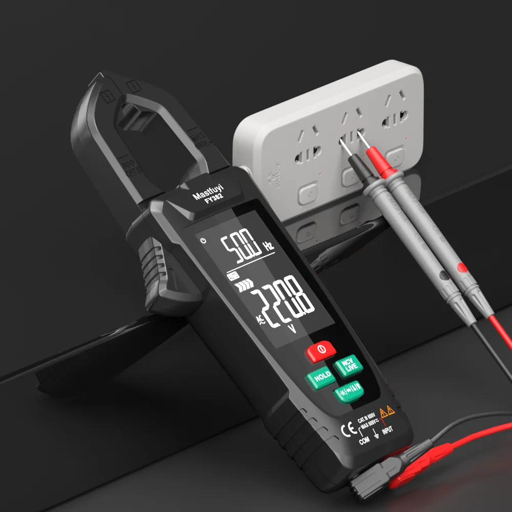 MASTFUYI Pinza amperometrica digitale automatica a grande schermo Amperometro portatile Multimetro a pinza 10000 conteggi Vero RMS con rilevamento NCV