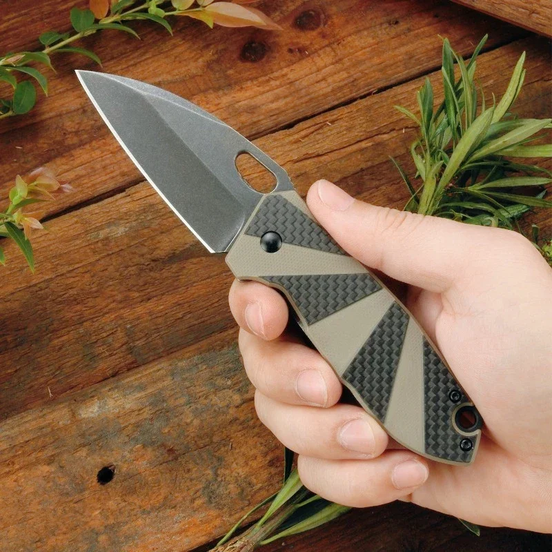 Coltello pieghevole tascabile da campeggio esterno 8Cr13Mov Lama in acciaio G10 + Manico in fibra di carbonio Coltelli da sopravvivenza Strumenti militari tattici EDC