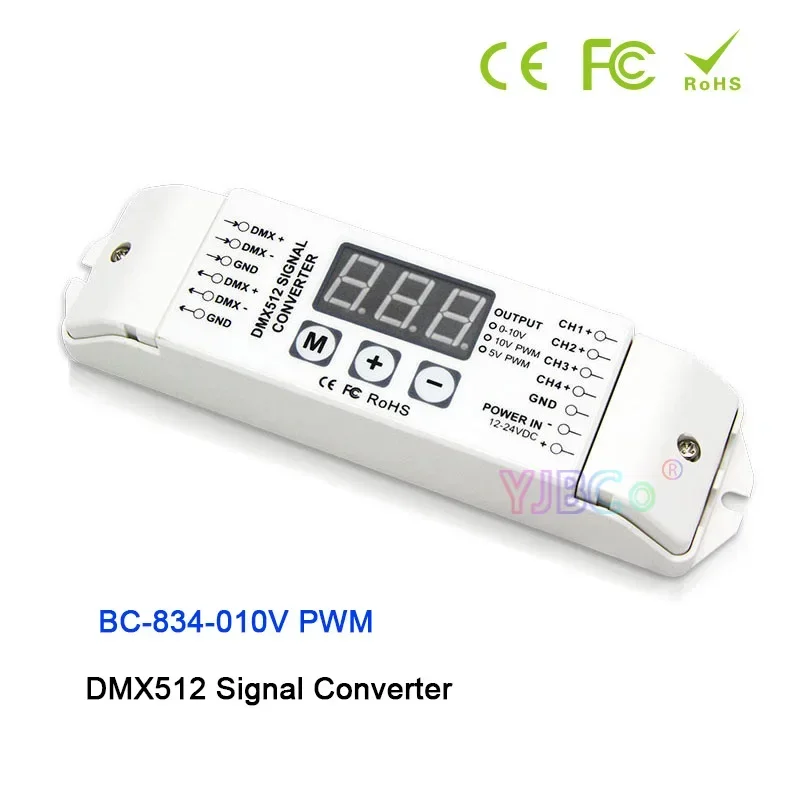 Imagem -04 - Conversor do Sinal do Redutor do Sinal Bc834 010v Pwm 5v Pwm 10v Dmx512 4ch Dmx512 1990 Sinal a 0-10v Pwm 10v Pwm 5v 12v 24v