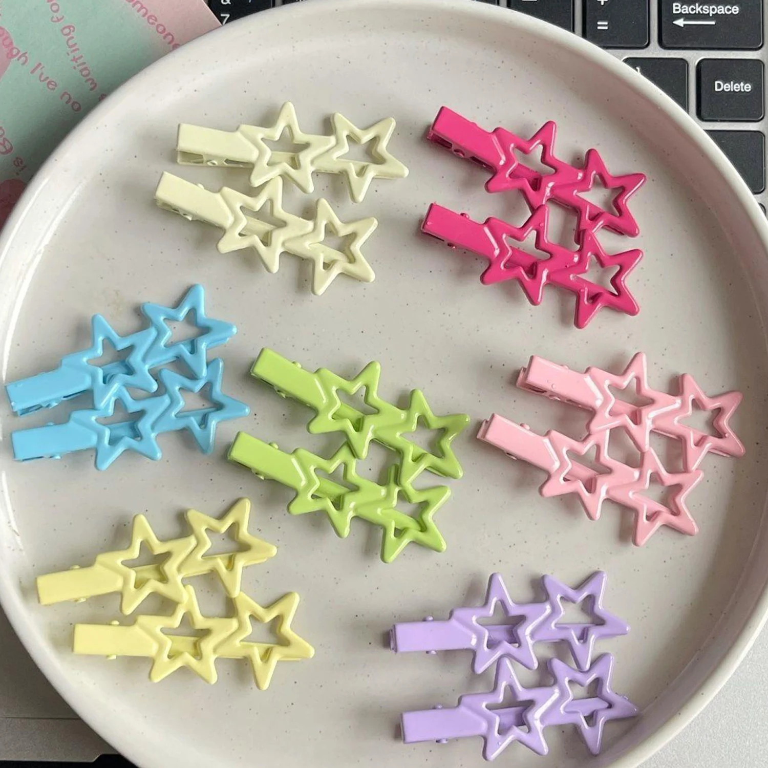 2pcs Harajuku Hollow Metal Star Pentagram Hair Clip For Women Vintage Punk Sweet Cool Aesthetic Hairpin Hair Accessories