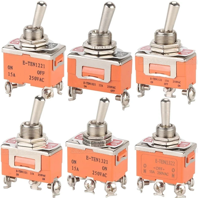 1PCS Power Rocker Toggle Switch Silver Contact Copper Pin E-TEN 1321 1221 1322 1021 1122 1121 ON-OFF ON-OFF-ON 2 4 6 Terminal