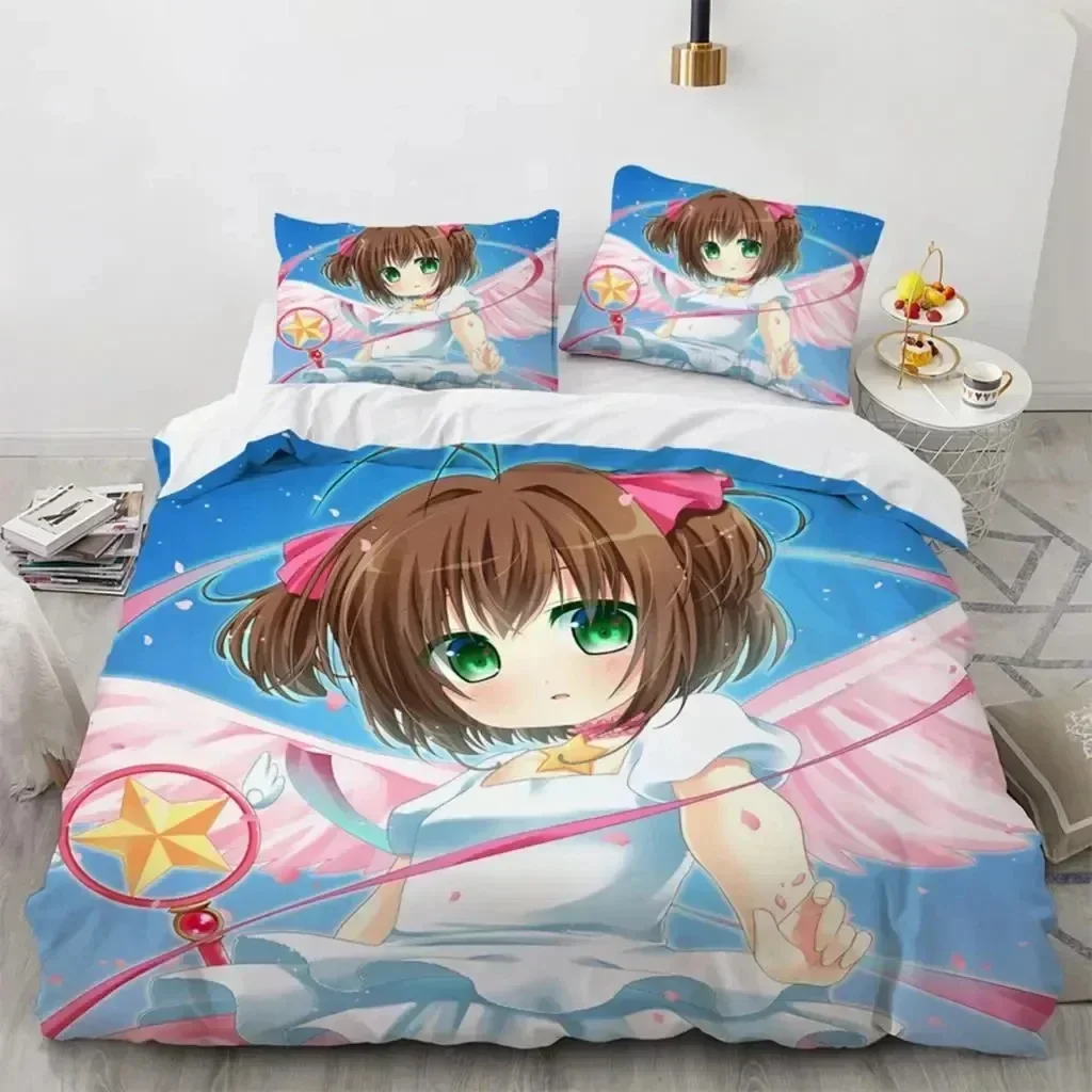 

Anime Cardcaptor Sakura Printed Bed Set Duvet Cover Pillowcase Bedding Set Bed Linen Sheet Quilt Cover Full Queen King Size