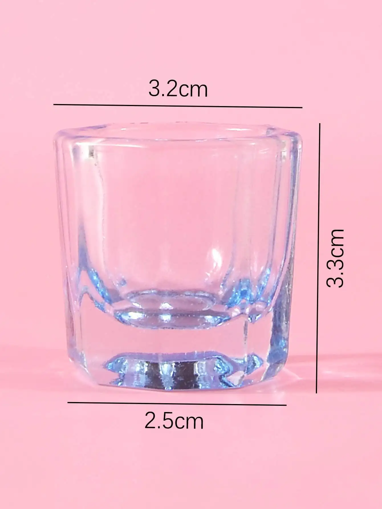klimonla 1pc Pink Glass Crystal Cup for Acrylic Liquid Powder Nail Art Tools