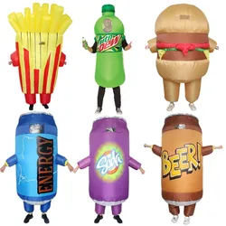 Simbok Halloween Inflatable Clothes Cosplay Party Funny Soda Water Hamburger French Fries Coffee Cup Decorations for Adult