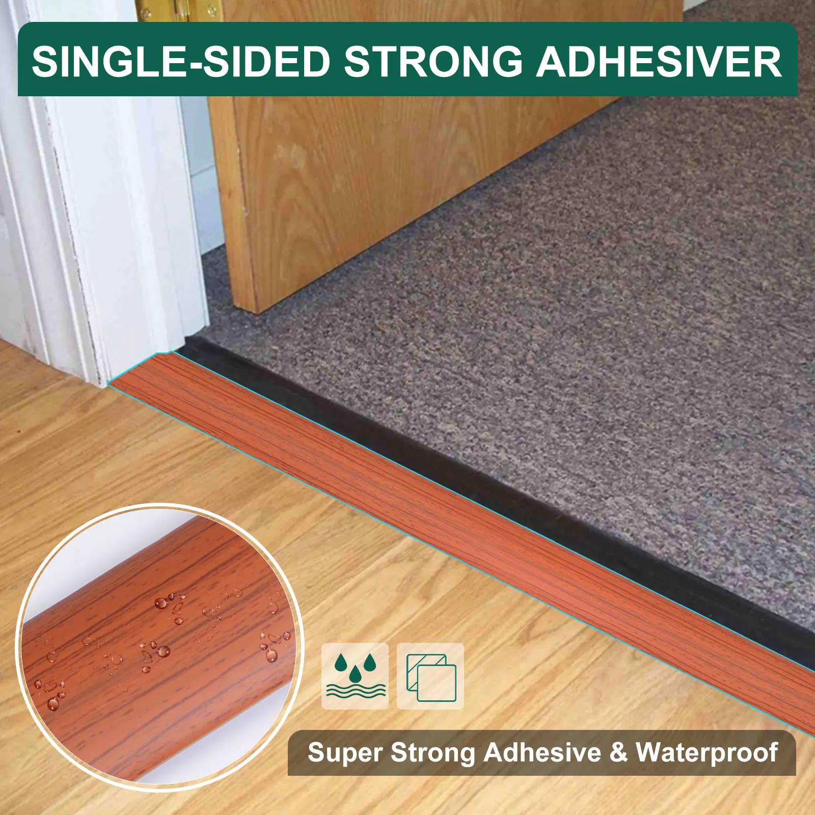 

3/6m PVC Floor Transition Strip Floor Cover Strip Door Trim Self Adhesive Carpet Edges to Tile Flooring Transition Sealing Strip