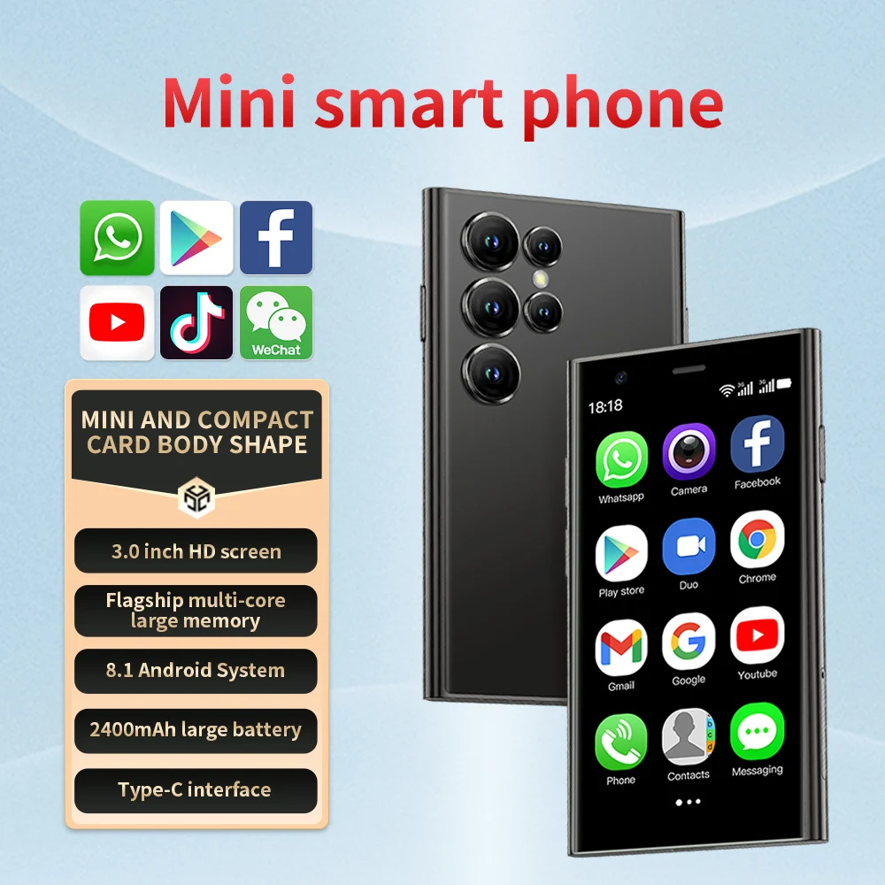 

SERVO New S25 Mini Smartphone Android 8.1 OS 2GB RAM+16GB ROM 4G Mobile Phone 2400mAh Google Small Size Smart Cellphone Original