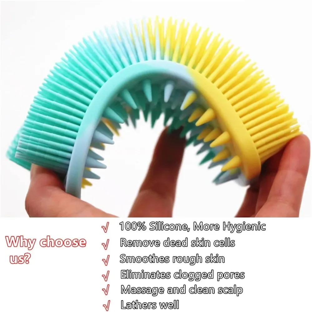Brosse corporelle en Silicone pour bain, shampoing, épurateur de tête, outils de soins de la peau pour exfoliant ​ Outil de douche, facile à nettoyer, tours bien