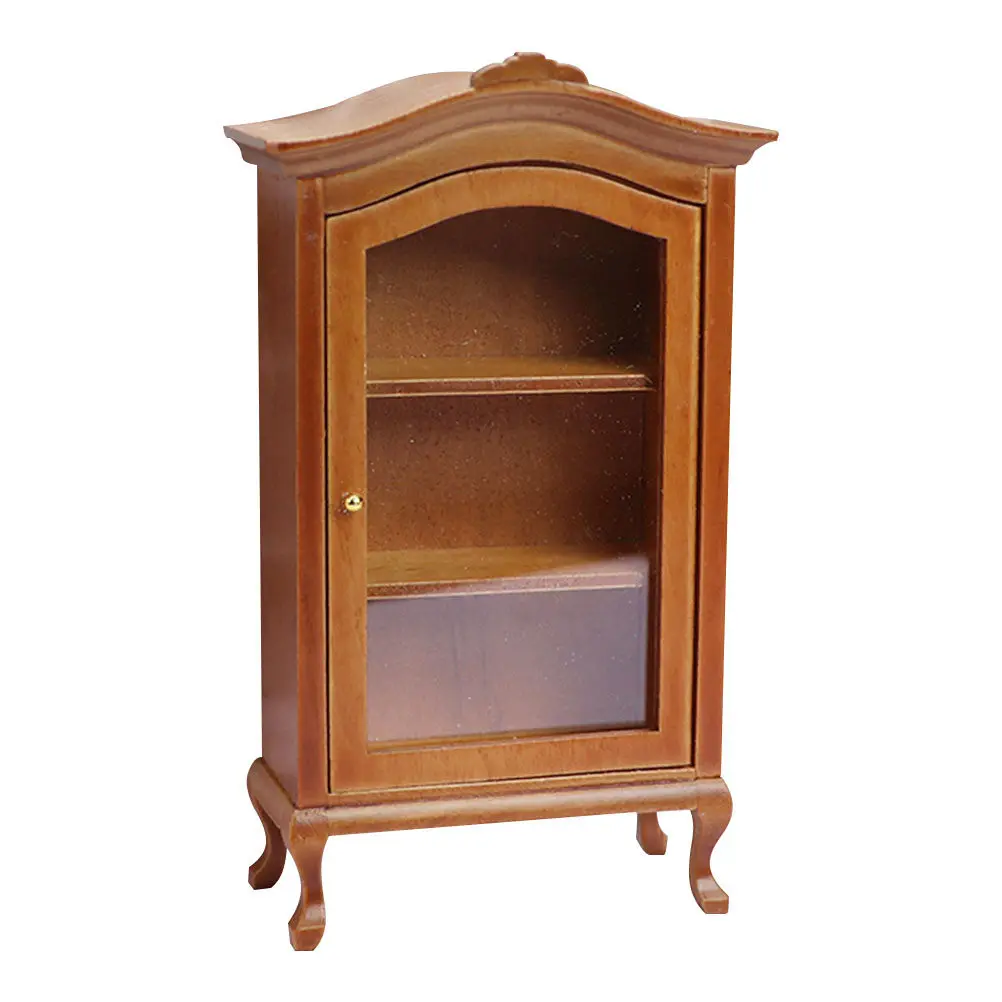 

Mini House Storage Cabinet Wooden Sideboard Simulation Bookcase Lifelike Miniature Furniture Accessory Mini Storage Cabinet