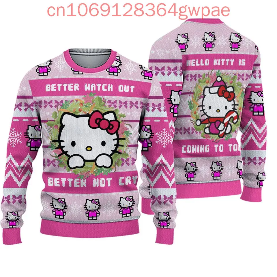 Kuromi Hello Kitty Christmas Ugly Sweater Men's Womens 3d Ugly Sweater Kuromi Ugly Christmas Sweater Anime Xmas Gifts Sweater