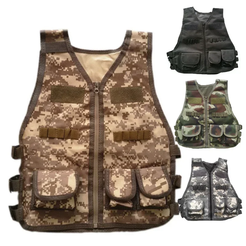 

Kids Combat Camouflage Vest, Children CS Shooting Clothes, Tactical Waistcoat, Summer Training Protection Gear