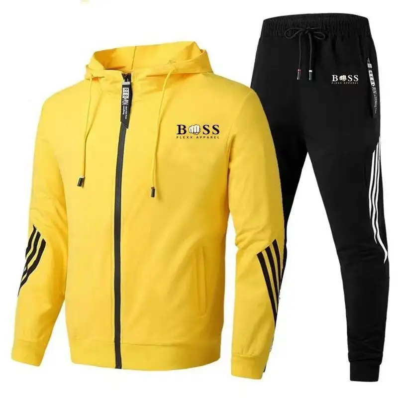 Tuta da Jogging da uomo, maglione, felpa con cappuccio, giacca, pantaloni sportivi, abbigliamento da uomo, Set da 2 pezzi, autunno/inverno, 2024