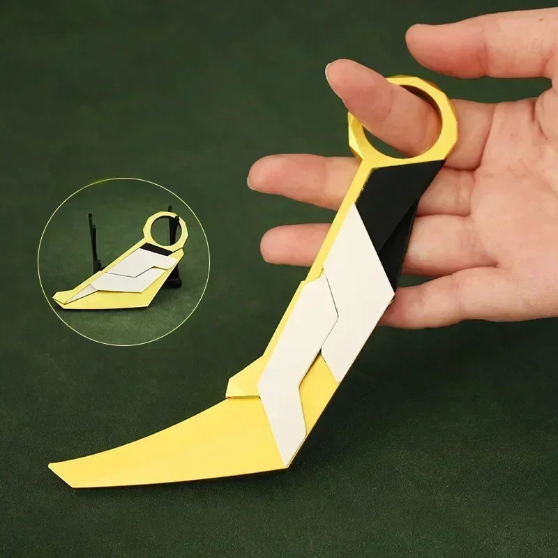 Valorant Karambit Prime Reaver arma de Metal sin cortar 16cm juego Balisong periféricos táctico militar samurái juguetes cuchillo para niños