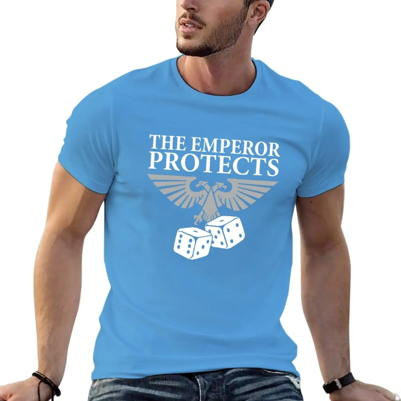 2024 summer new men t shirt The Emperor Protects T-shirt Aesthetic clothing customizeds short sleeves pure cotton top streetwear