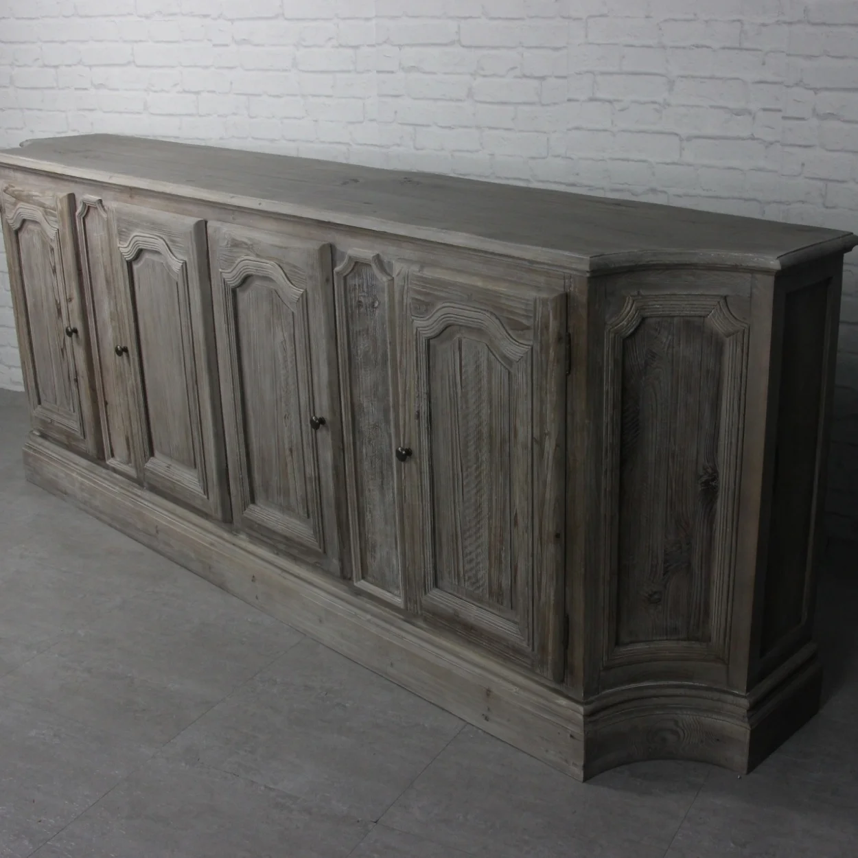 # Shabby Chic Recycled Wood 4 Door with Decorative Rattan Solid Wooden Storage Sideboard Buffet Cabinets