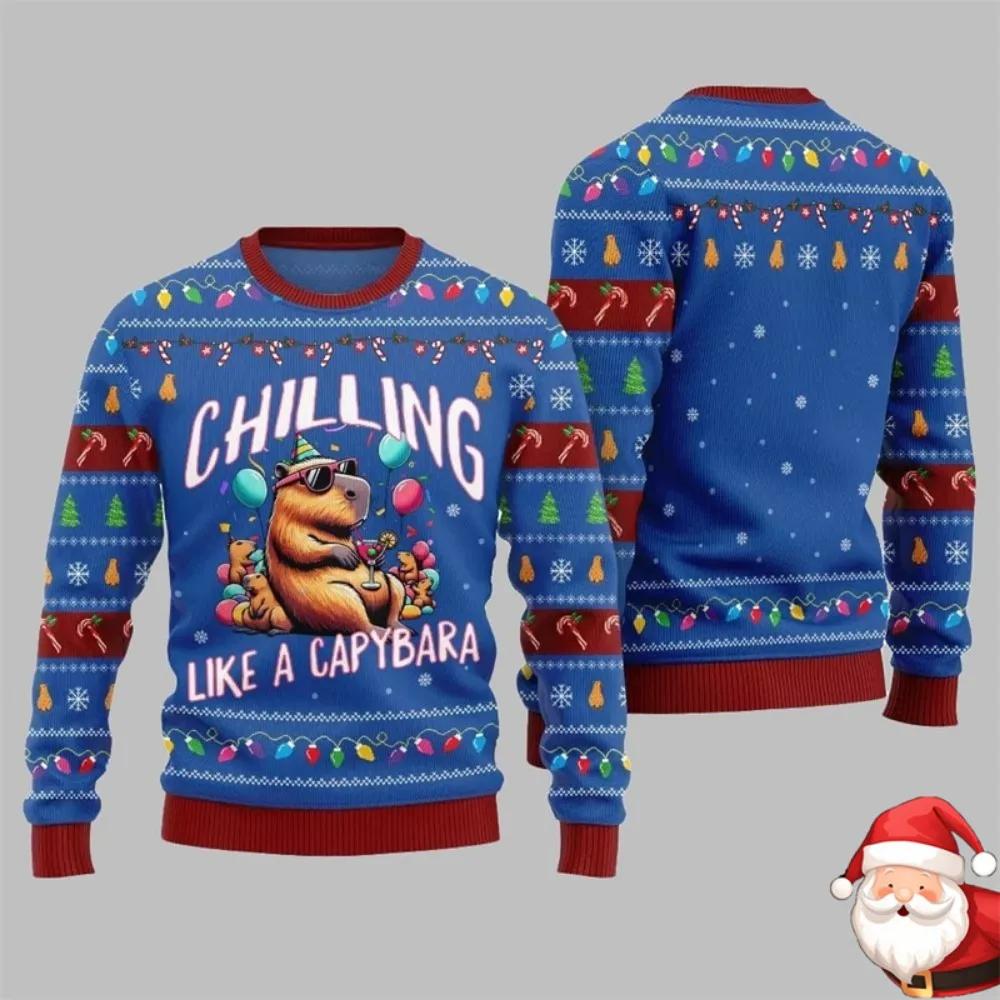 موضة 2025 عيد الميلاد سترة قبيحة للرجال امرأة ثلاثية الأبعاد طباعة الحلوى ندفة الثلج نمط عيد الميلاد سترة مريحة شعبية #4