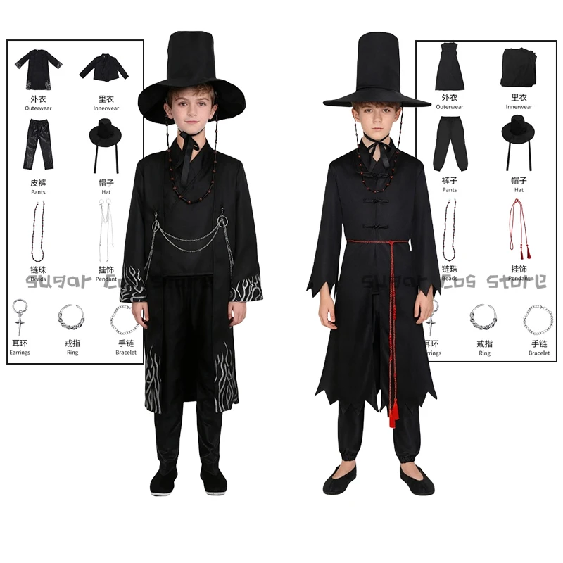 

Детские два стиля аниме Джину, костюмы для косплея, охотник на демонов, Сая, мальчик, Kpop, групповой поющий корейский стиль, костюм для мальчика идола на Хэллоуин