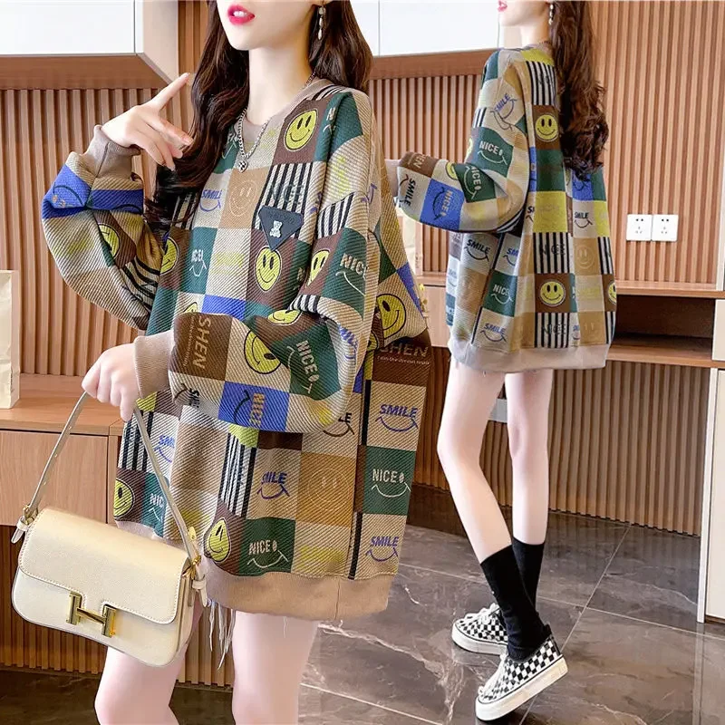 

Vintage Aesthetic Women's Long Sleeve Top Streetwear Sweatshirt Pulovers Sweatshirts for Women 2024 Anime Graphic Crewneck Cute