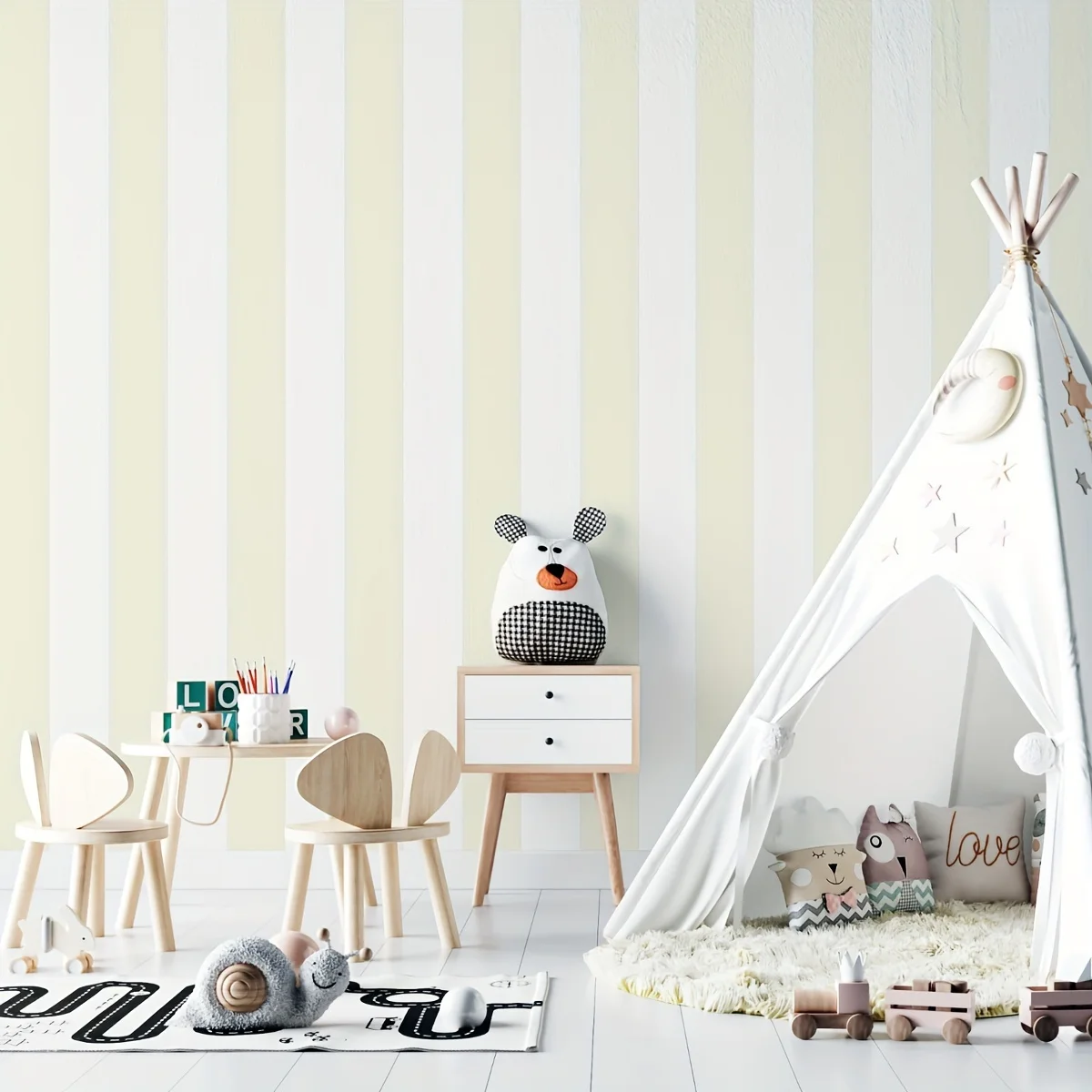 1PC yellow and white stripes pattern wall stickers thickened moisture-proof waterproof wallpaper self-adhesive peelable stickers