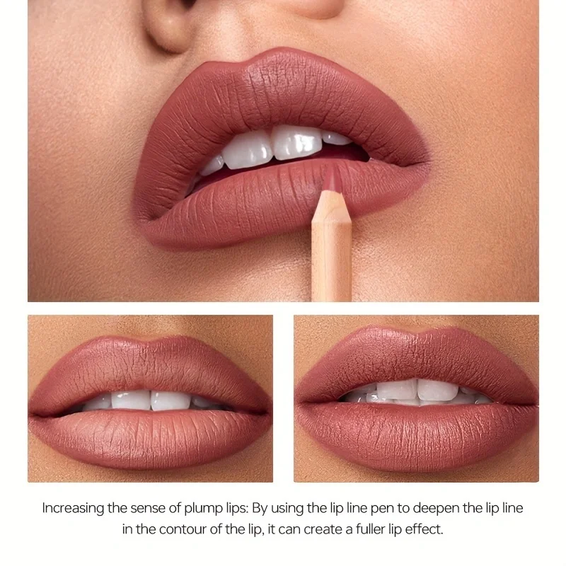 防水リップペンシル,ヌード,光沢のない,保湿,長持ち,メイクアップ,1セットあたり12個