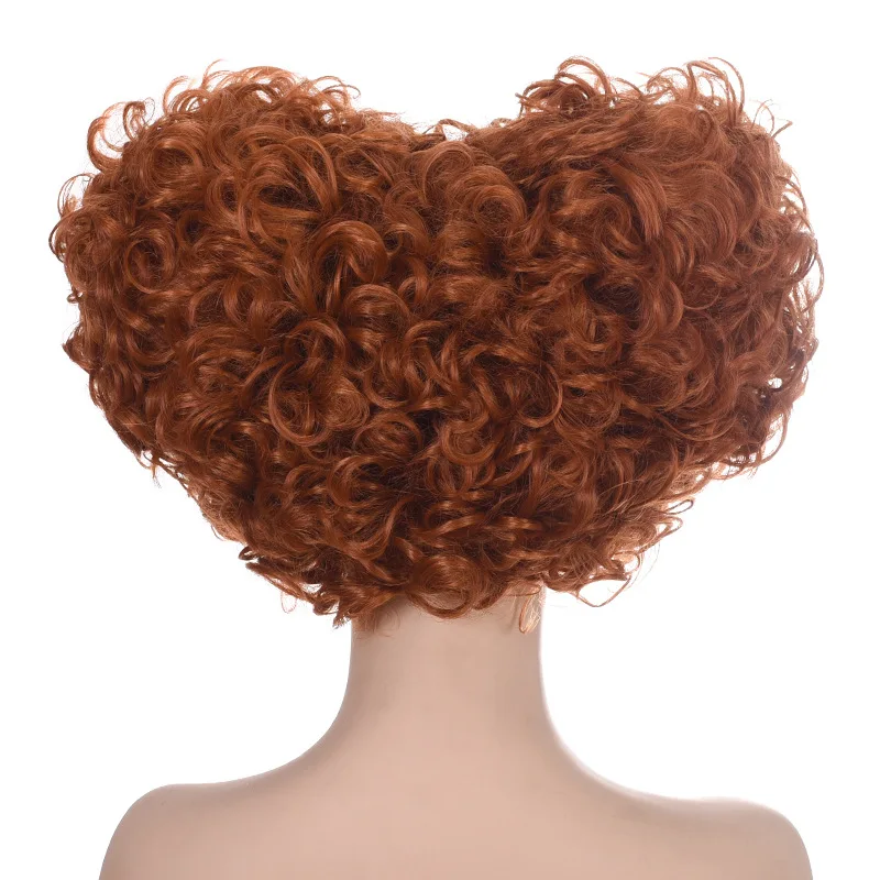 High Quality Alice Wonderland Red Queen Cosplay Wig Red Orange Styled Curly Hair Halloween Party Anime Role Play Wigs + Wig Cap