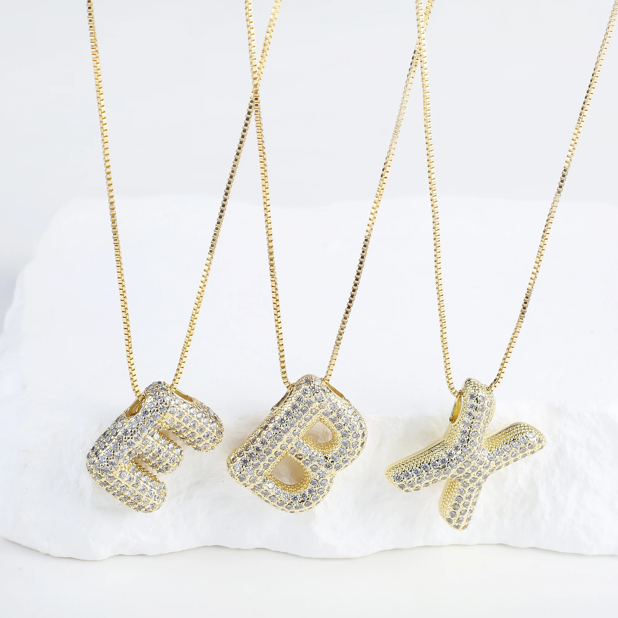 قلادة بدلاية مكتنزة مطلية بالذهب ثلاثية الأبعاد ، زركونيا لامعة ، 26 حرفًا ، هيب هوب ، مجوهرات حفلات ، هدية للرجال والنساء ، ملابس يومية ، فاخرة #4